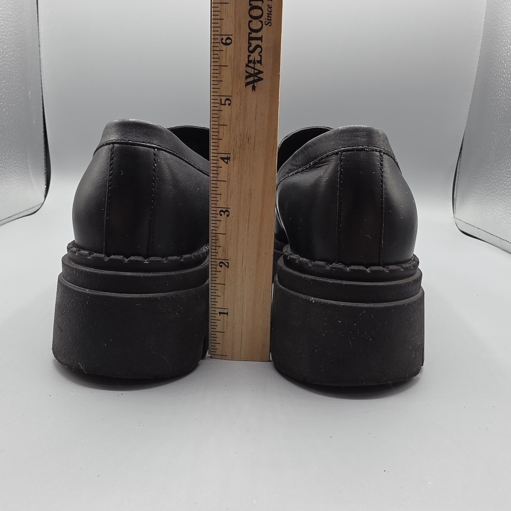 Free People Lyra Penny Loafers Womens 39.5 Black Leather Lug‎ Sole Chunky Retro - Picture 13 of 15